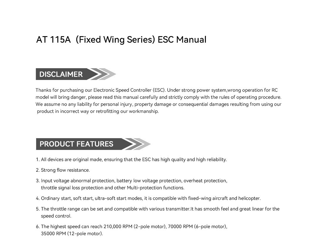 T-Motor AT 115A 6-14S VTOL Sabit Kanat ESC — Üretici detay görselleri 6