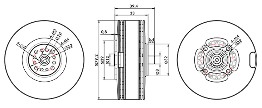 T-Motor MN701-S IP45 Çok Rotorlu Sabit Kanat İHA Motoru KV135 2 Adet / Set — Teknik çizimler ve performans grafikleri 1