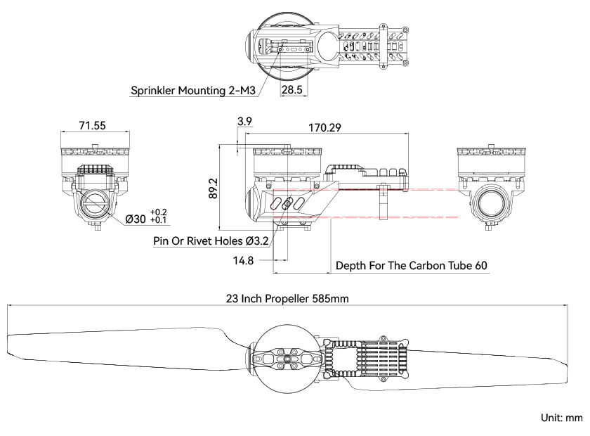 T-Motor A6 — A6 KV180+14S FOC 80A+MF2311P-M — Teknik çizimler ve performans grafikleri 1