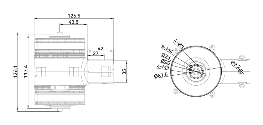 T-Motor X-701 Tahrik Seti Coaxial Serisi (Entegre Tahrik Sistemi ) Alpha 80A — MN701-S KV135+Alpha 80A HV Round / CCW — Teknik çizimler ve performans grafikleri 1