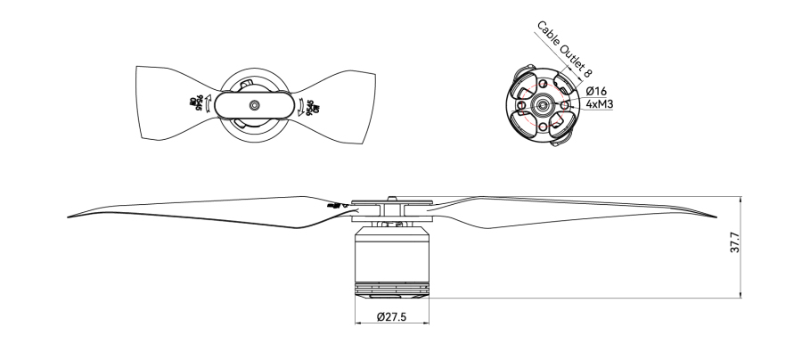 T-Motor Air Gear 355 (Hızlı Sökülebilir Sürüm) — Teknik çizimler ve performans grafikleri 1