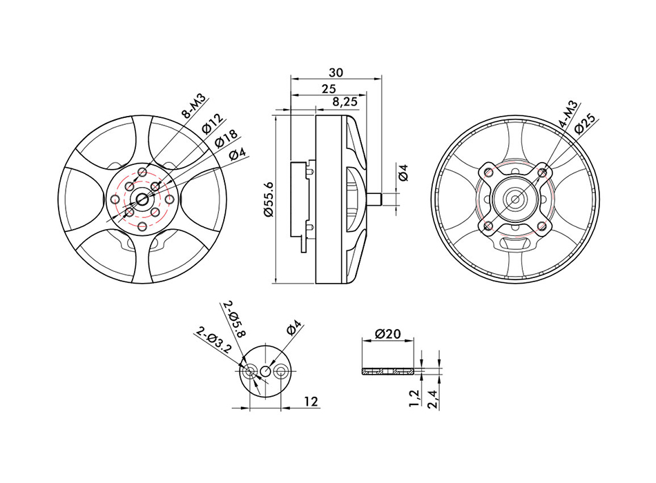 T-Motor MN5006 Antigravity Serisi 4-6S İHA Motoru KV300 — Teknik çizimler ve performans grafikleri 1