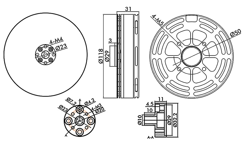 T-Motor MN1010 Çok Rotorlu Sabit Kanat İHA Motoru KV90 — Teknik çizimler ve performans grafikleri 1