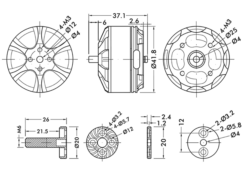 T-Motor MN3510 Çok Rotorlu Sabit Kanat İHA Motoru KV360 — Teknik çizimler ve performans grafikleri 1