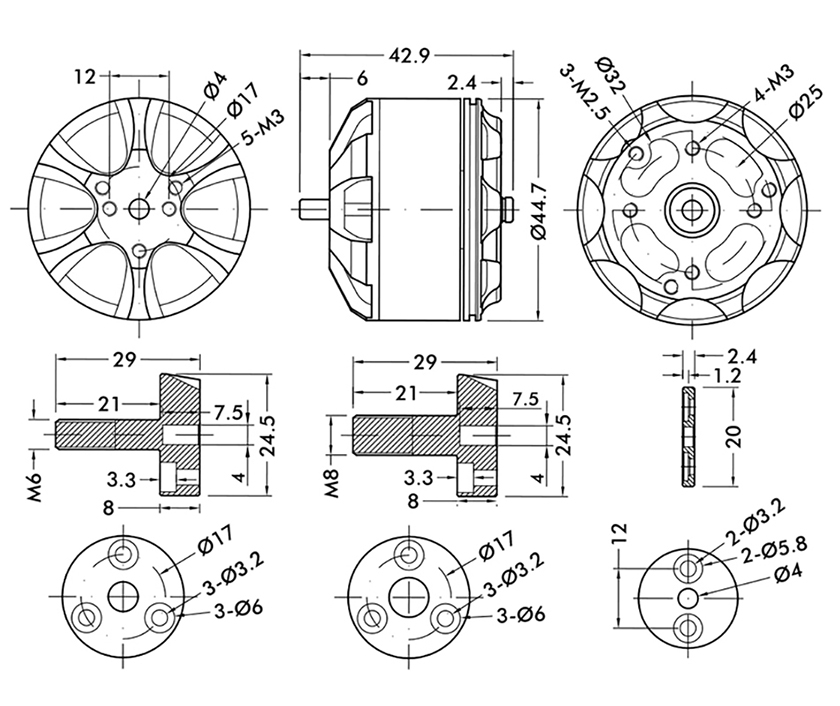 T-Motor MN4014 Çok Rotorlu Sabit Kanat İHA Motoru KV330 — Teknik çizimler ve performans grafikleri 1