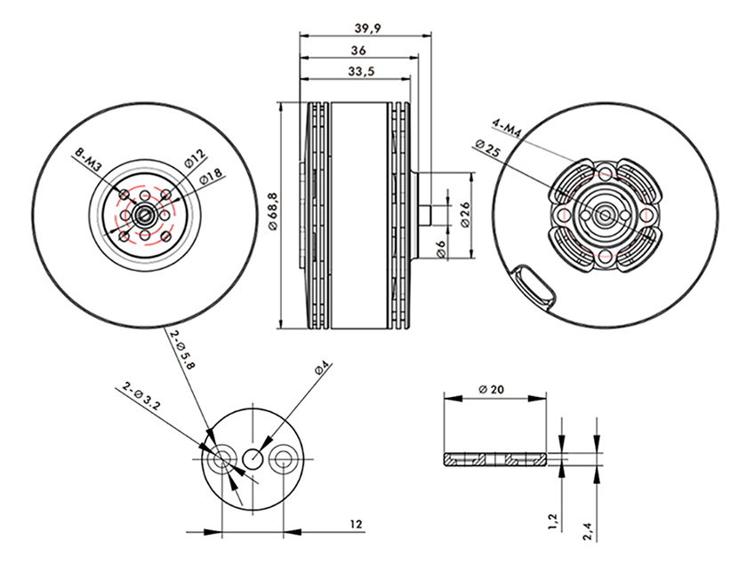 T-Motor MN605-S IP45 Çok Rotorlu Sabit Kanat İHA Motoru KV170 2 Adet / Set — Teknik çizimler ve performans grafikleri 1
