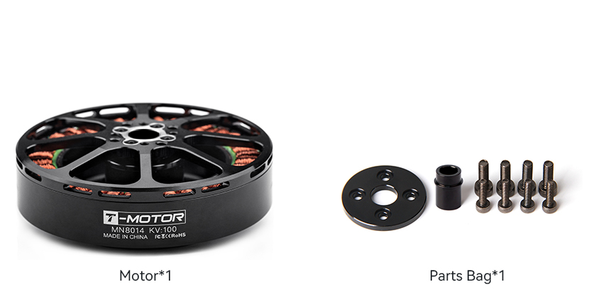 T-Motor MN8014 Antigravity Multirotor VTOL UAV Motor KV100 — Technical drawings and performance charts 2