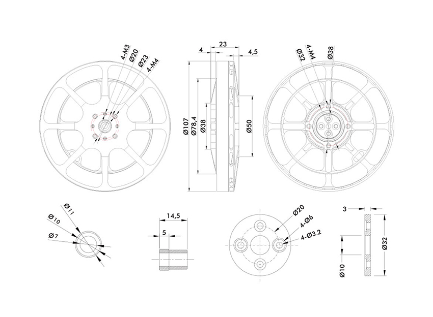 T-Motor MN1005 V2.0 Antigravity Type 12S UAV Motor KV90 — Technical drawings and performance charts 1
