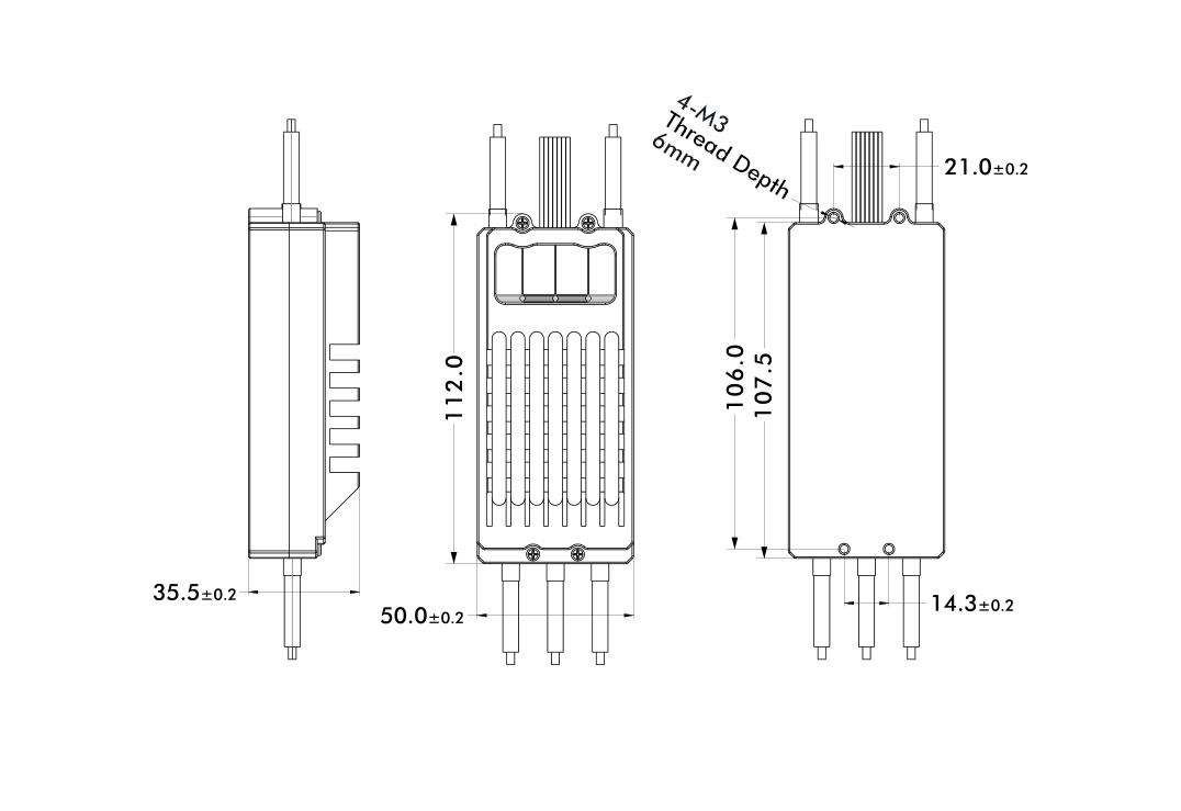 T-Motor FLAME 180A 12S V2.0 Multi-Rotor UAVs ESC — Technical drawings and performance charts 1