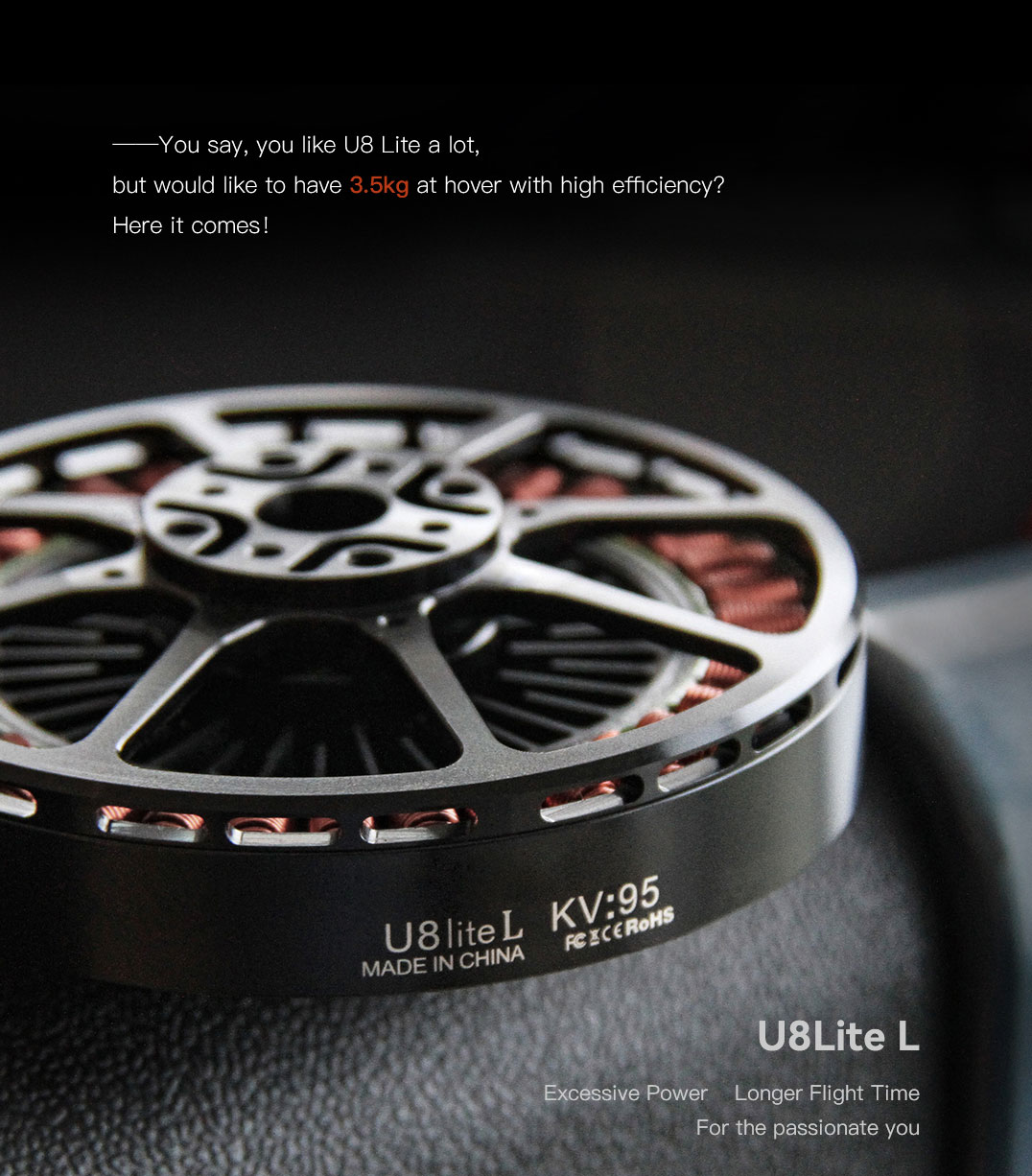 T-Motor U8 Lite L Efficiency Çok Rotorlu İHA Motoru KV110 — Üretici detay görselleri 1