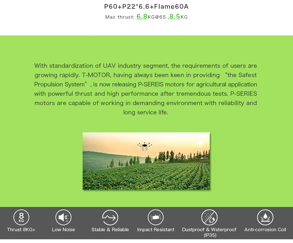 T-Motor P60 Pin Agricultural UAV Motor KV170 — Manufacturer product details 2