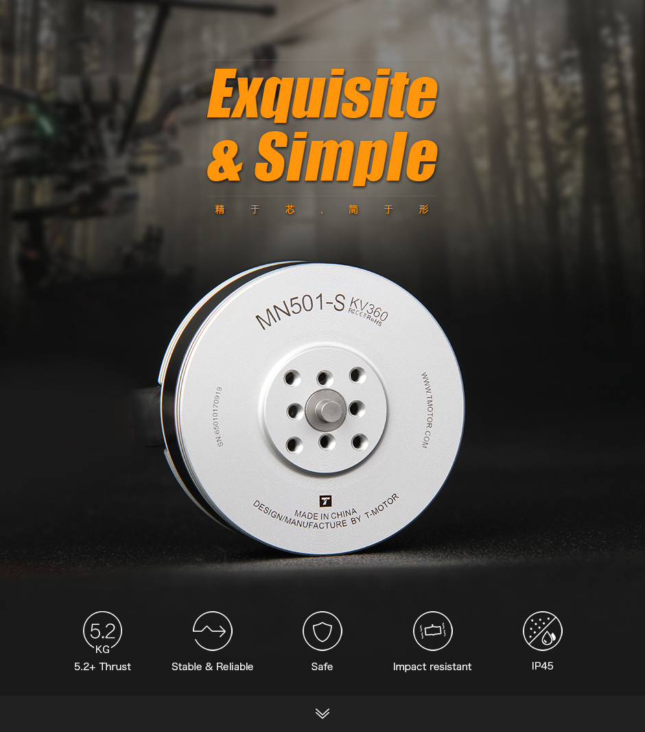 T-Motor MN501-S IP45 Çok Rotorlu Sabit Kanat İHA Motoru KV240 — Üretici detay görselleri 1