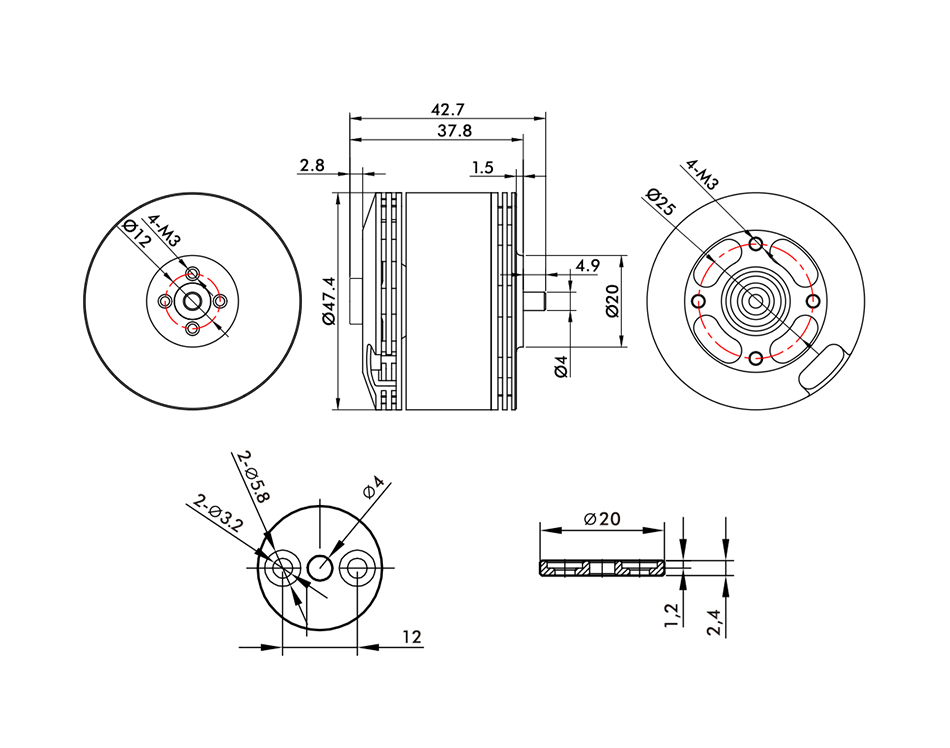 T-Motor MN4116 Çok Rotorlu Sabit Kanat İHA Motoru KV340 — Teknik çizimler ve performans grafikleri 1