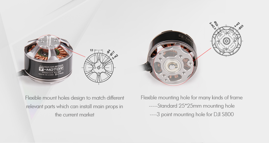 T-Motor MN4014 Çok Rotorlu Sabit Kanat İHA Motoru KV330 — Üretici detay görselleri 4