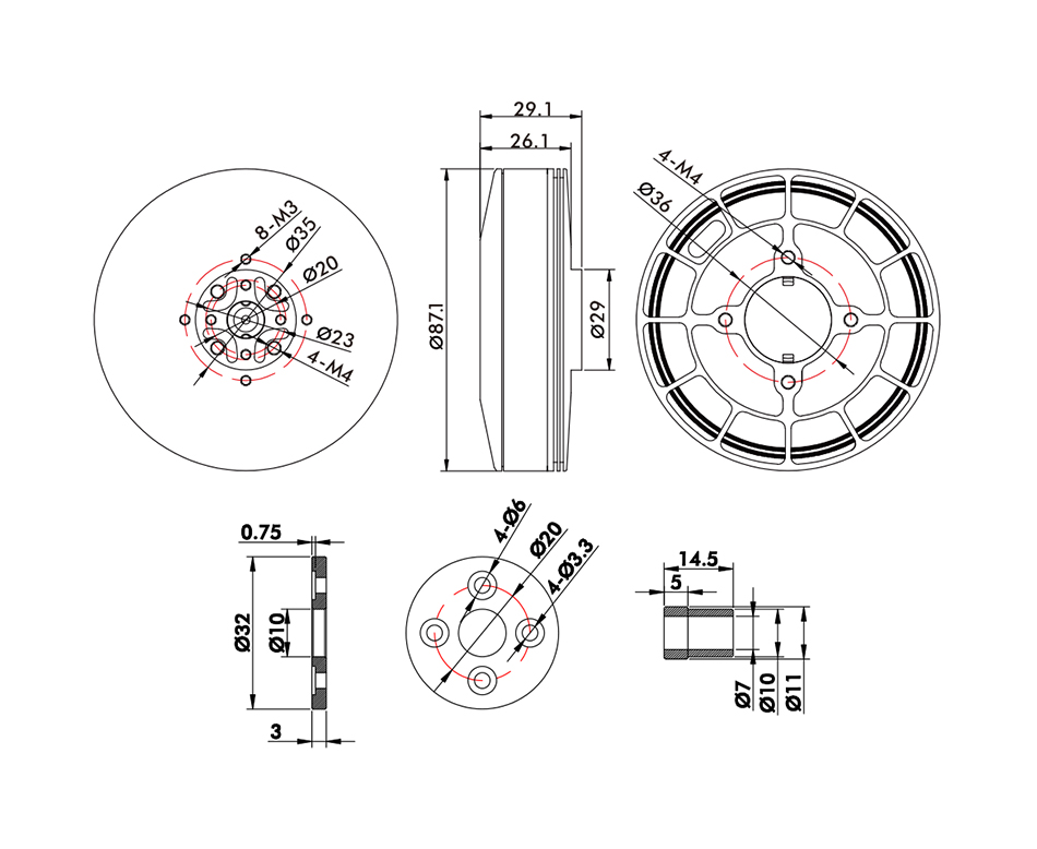 T-Motor U8Ⅱ Efficiency Çok Rotorlu İHA Motoru KV85 — Teknik çizimler ve performans grafikleri 1