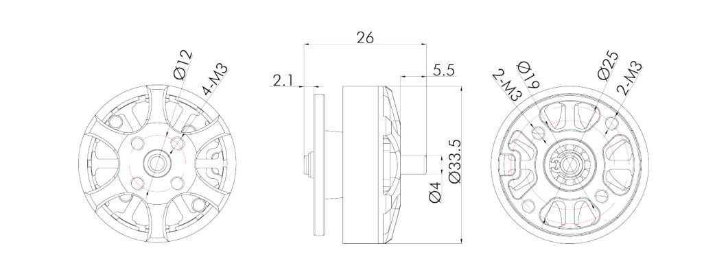 T-Motor Antigravity MN2806 EVO KV650 — Technical drawings and performance charts 1