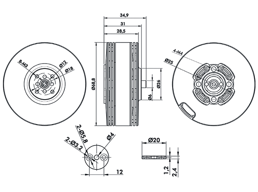 T-Motor MN601-S IP45 Çok Rotorlu Sabit Kanat İHA KV170 2 Adet / Set — Teknik çizimler ve performans grafikleri 1